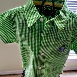 **Spring/Easter Dress Shirt!: 3/$15.00 Carter's Green Gingham, 9mo.